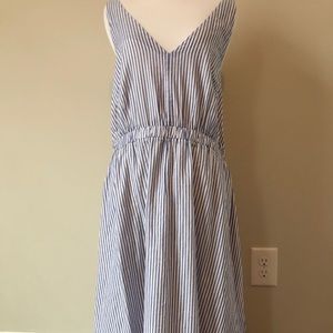 Jcrew seersucker Navy and white cotton dress